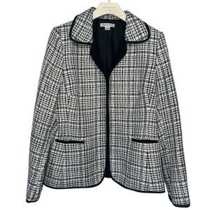 Pendleton Plaid Blazer Jacket Womens 12 Black/White/Gray Academia Preppy